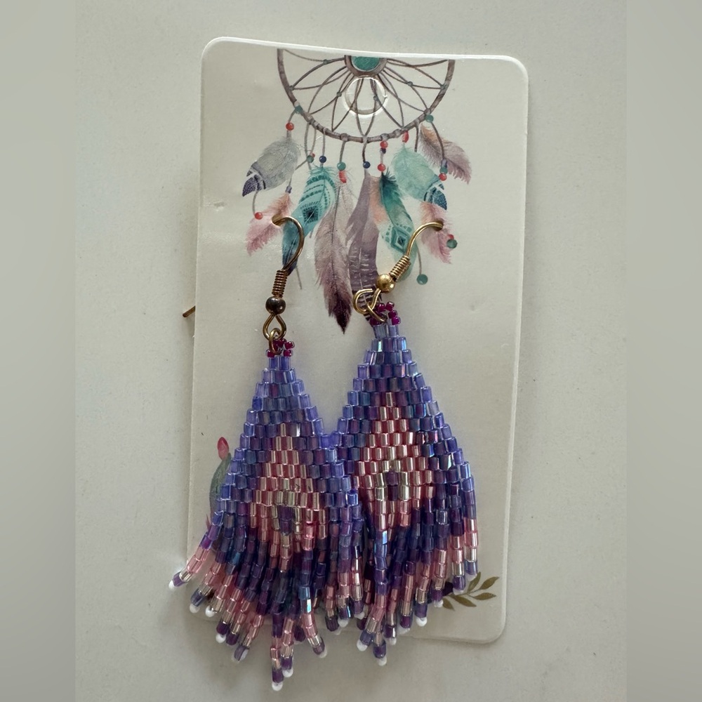 Boho Style Hand Beaded Earrings